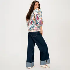 BASEMENT - Jeans Wide Leg tiro Medio Mujer
