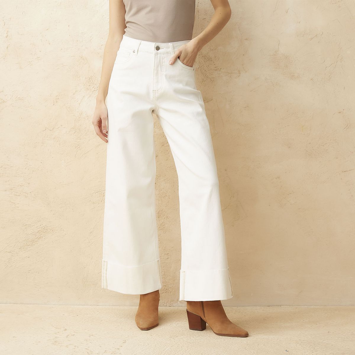 BASEMENT - Jeans Wide Leg Tiro Medio Mujer Basement