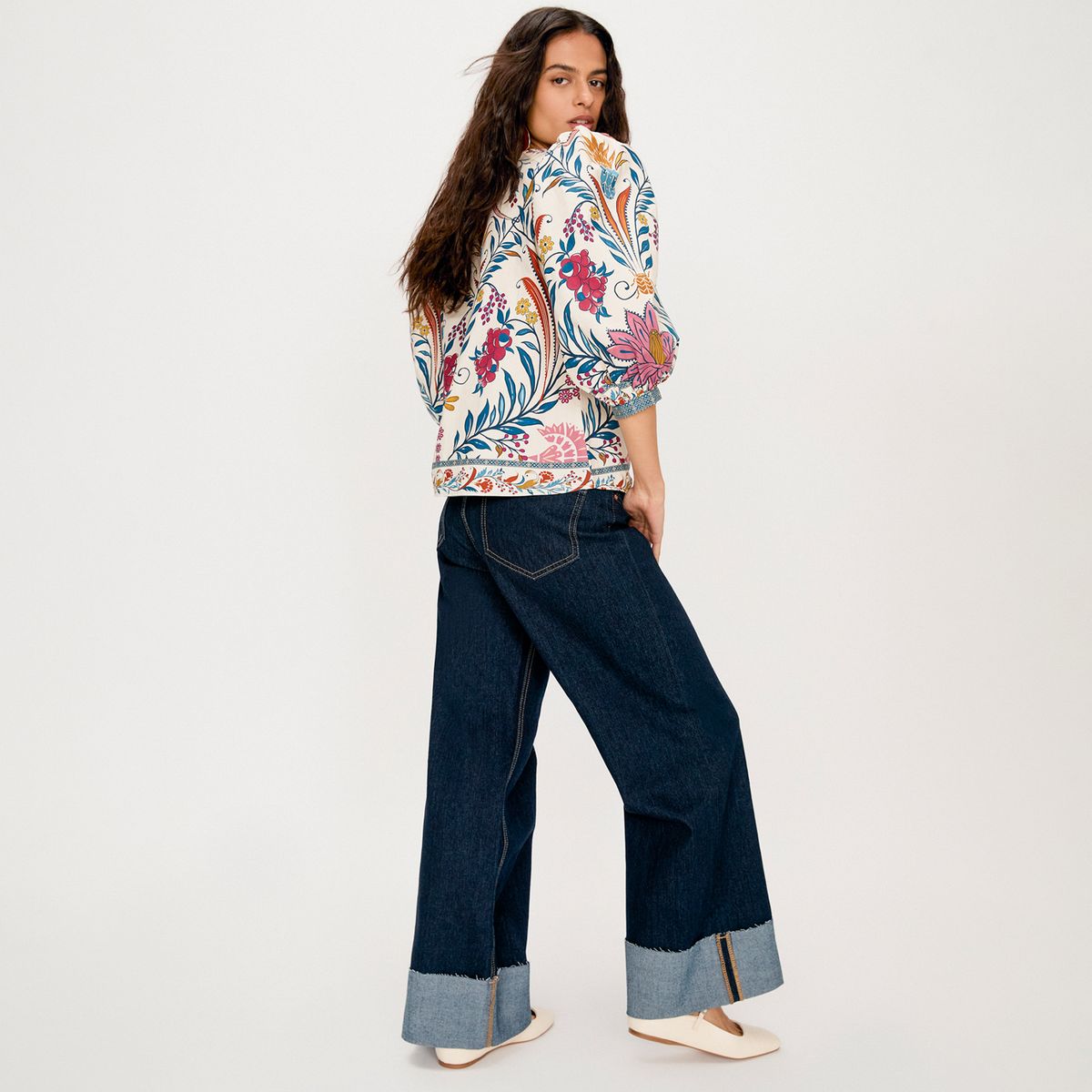 BASEMENT - Jeans Wide Leg Tiro Medio Mujer Basement