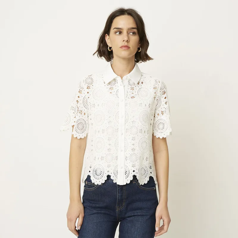 BASEMENT - Blusa Manga Corta Algodón Mujer Basement