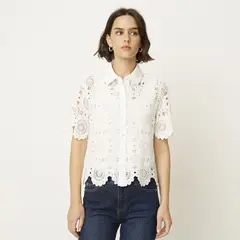 BASEMENT - Blusa Manga Corta Algodón Mujer