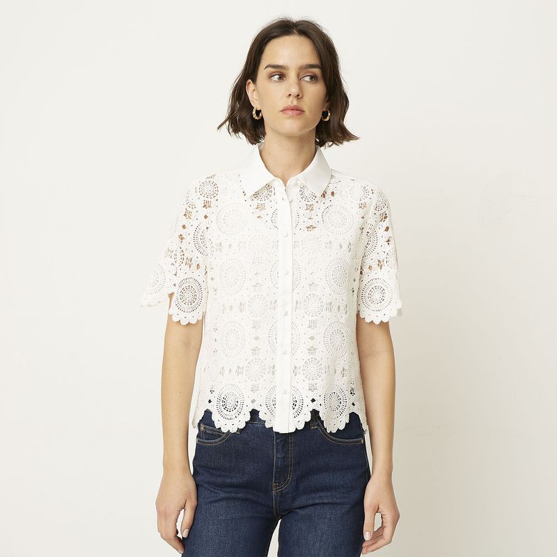 BASEMENT - Blusa Manga Corta Algodón Mujer Basement