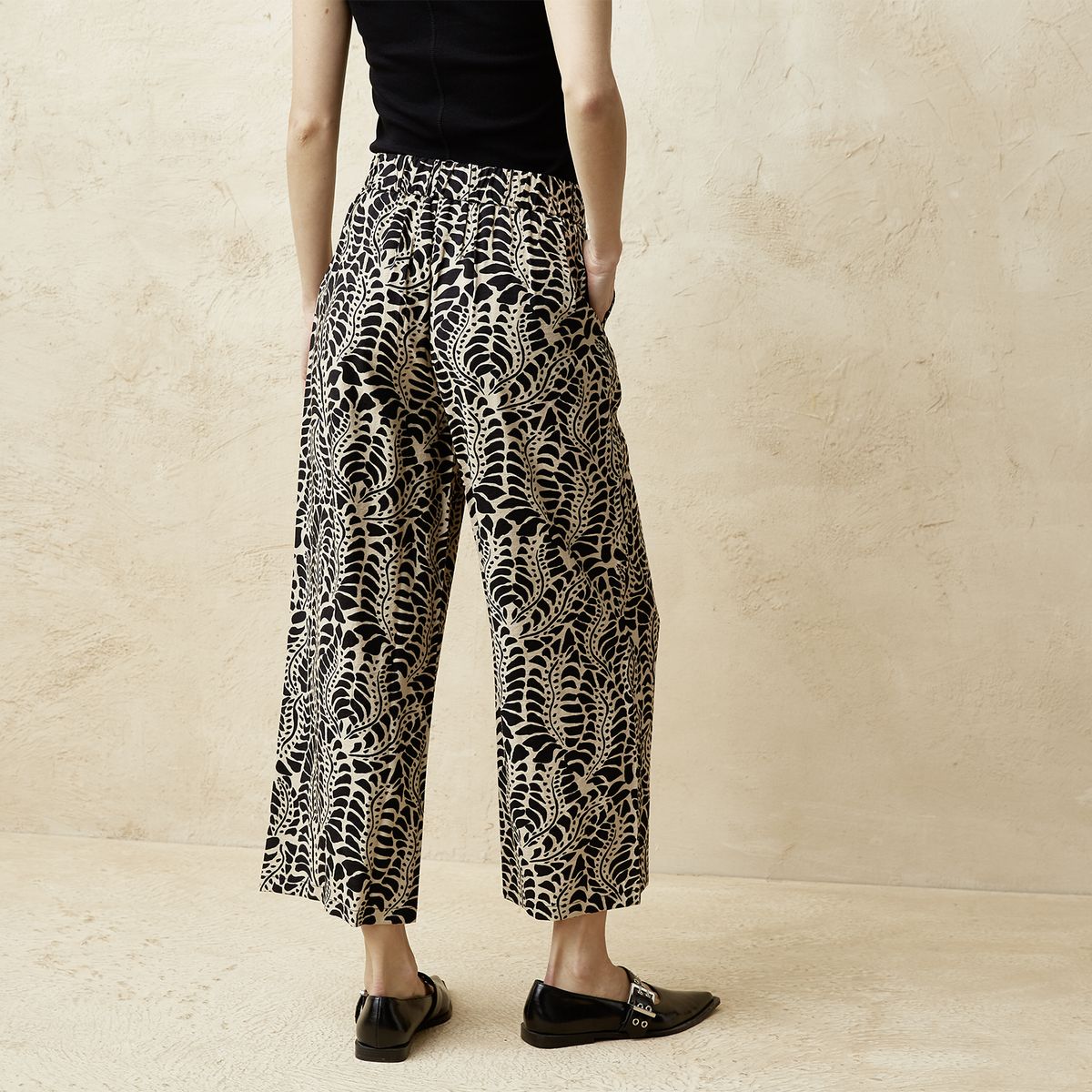 BASEMENT - Pantalón Culotte Tiro Bajo Fit Flare Viscosa Mujer Basement