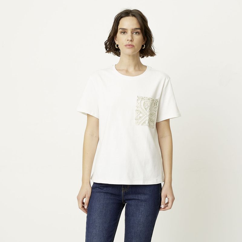 BASEMENT - Polera Manga Corta Algodón Orgánico Mujer Basement