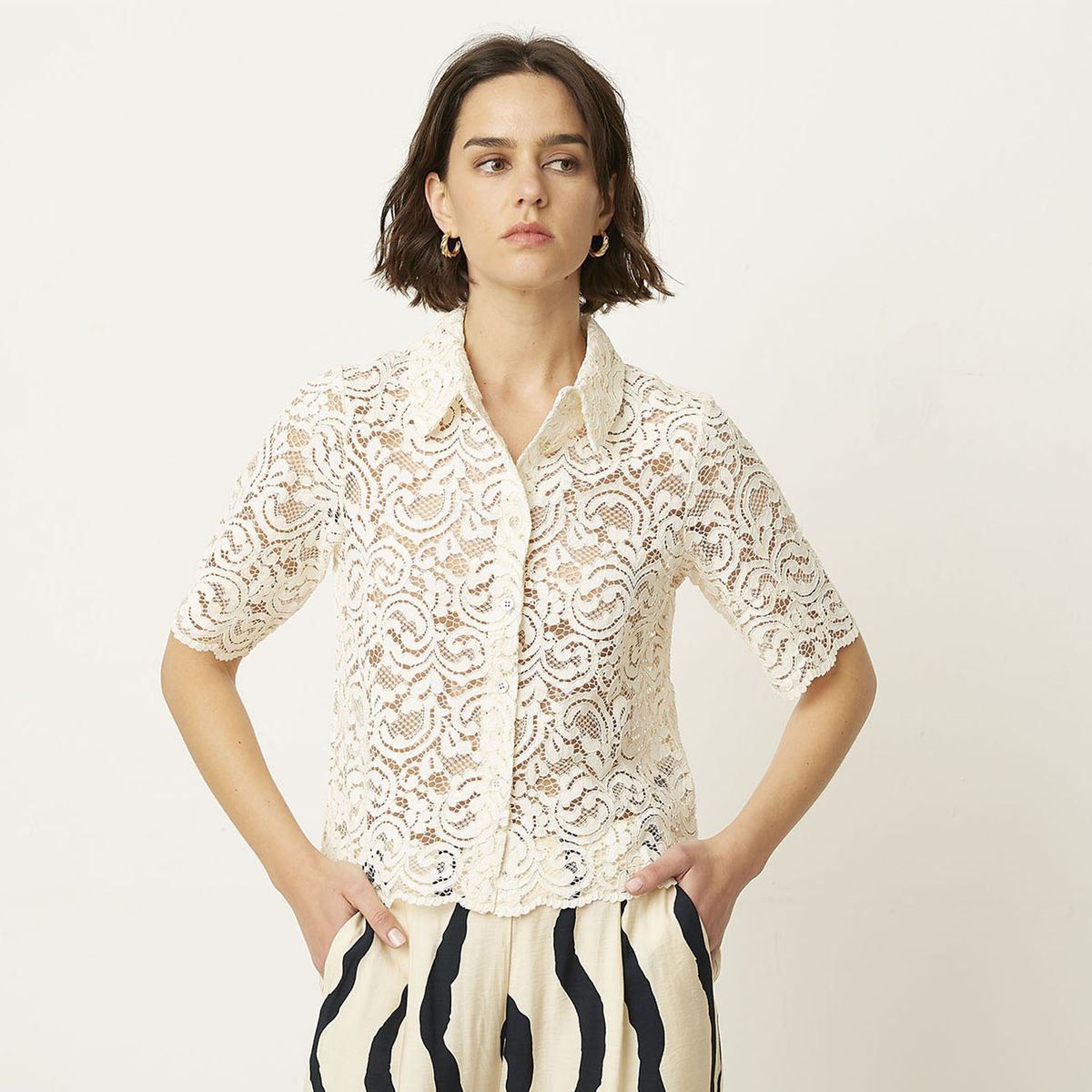 BASEMENT - Blusa Manga Corta Algodón Mujer Basement