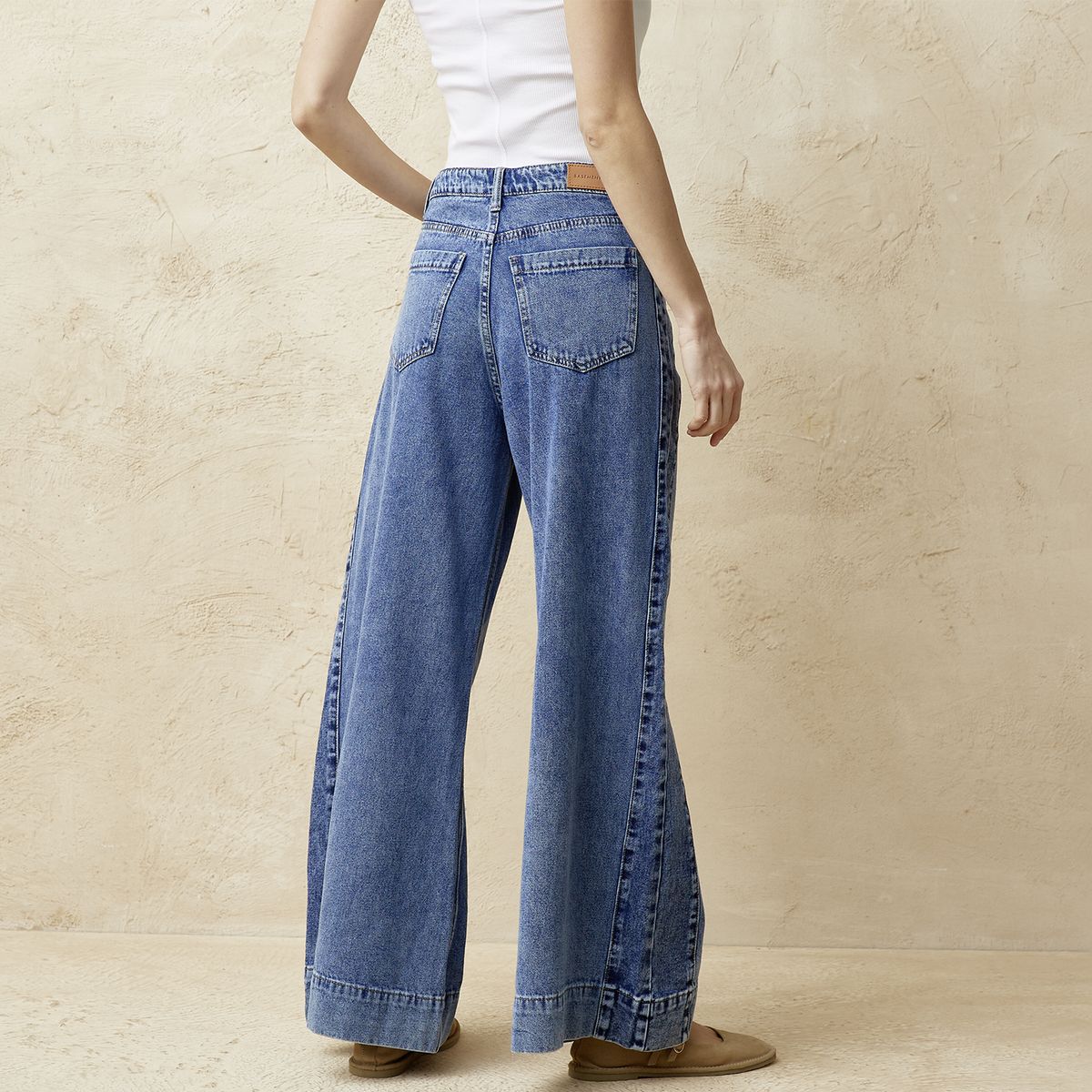 BASEMENT - Jeans Wide Leg Tiro Alto Mujer Basement