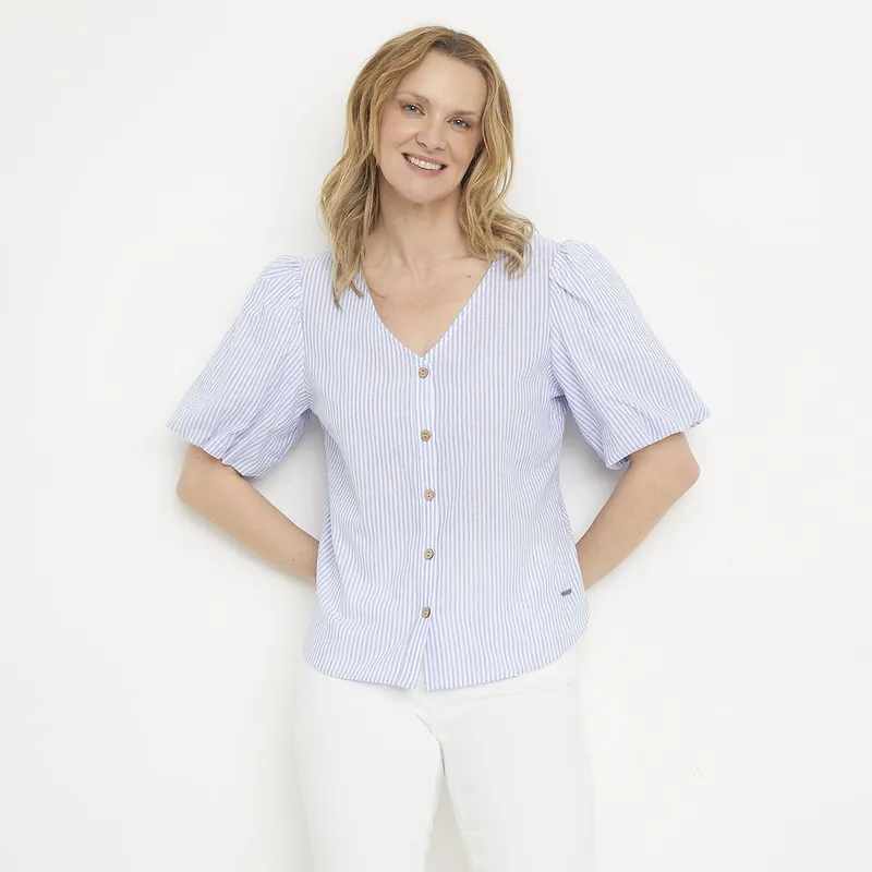 NEWPORT - Blusa Manga Corta Algodón Mujer Newport
