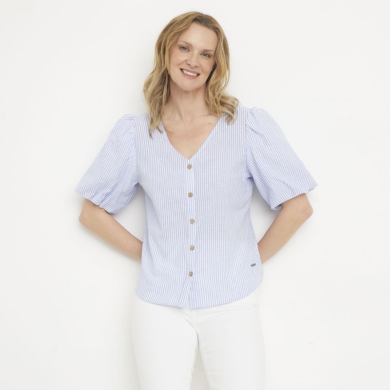 NEWPORT - Blusa Manga Corta Algodón Mujer Newport