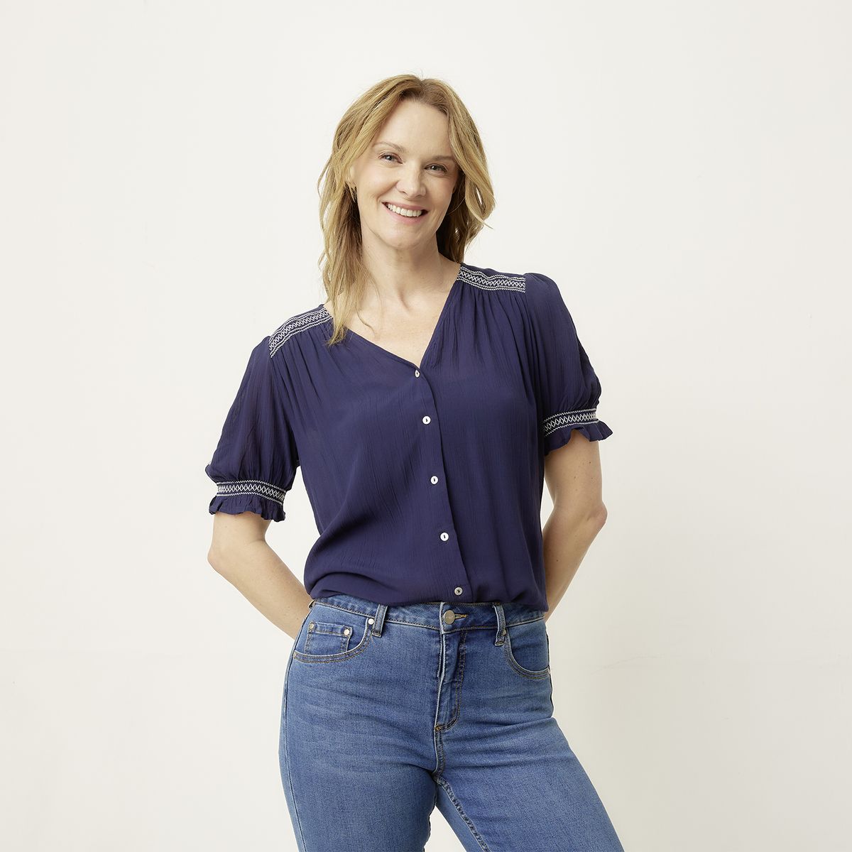 NEWPORT - Blusa Manga Corta Mujer Newport