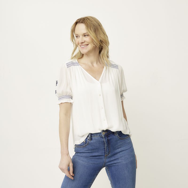 NEWPORT - Blusa Manga Corta Mujer Newport