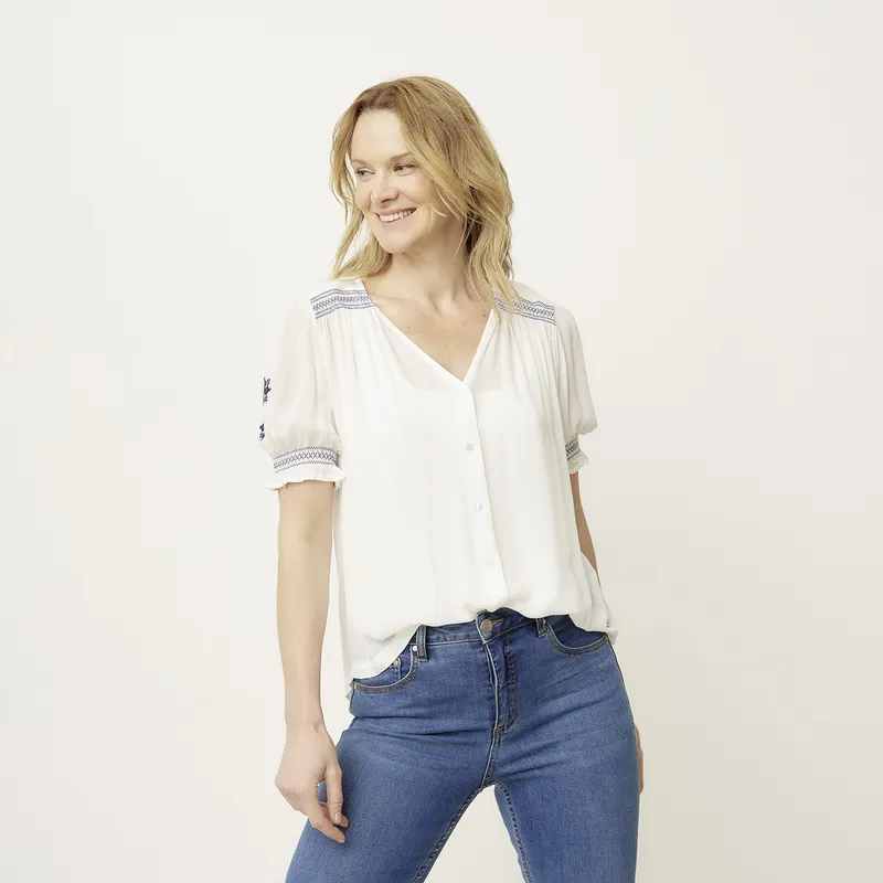 NEWPORT - Blusa Manga Corta Mujer Newport