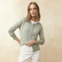 BASEMENT - Chaleco Manga Larga Mujer Cuello Redondo Liso
