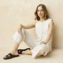 BASEMENT - Pantalón Wide Leg Tiro Alto Mujer