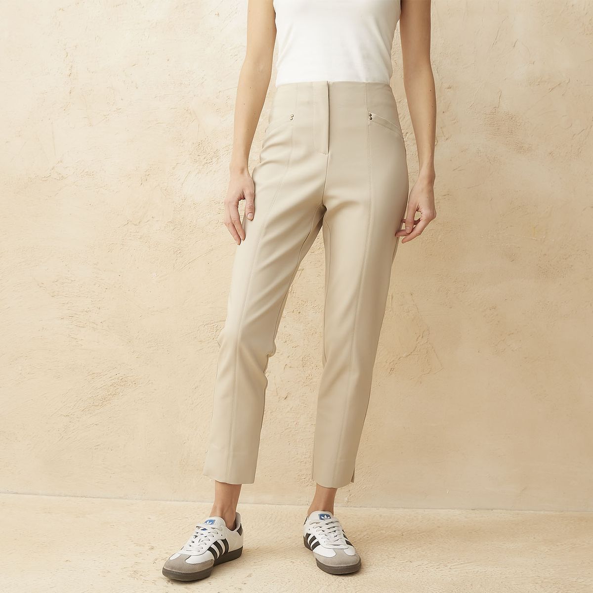 BASEMENT - Pantalón Sastre Slim Fit Tiro Alto Mujer Basement