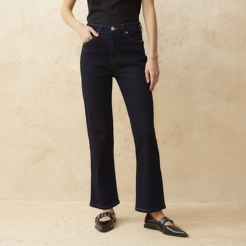 BASEMENT - Jeans Straight Tiro Alto Mujer Basement