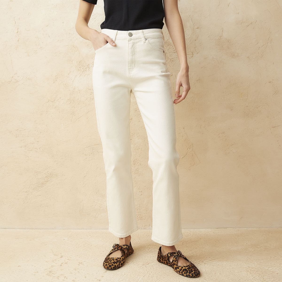 BASEMENT - Jeans Straight Tiro Alto Mujer Basement