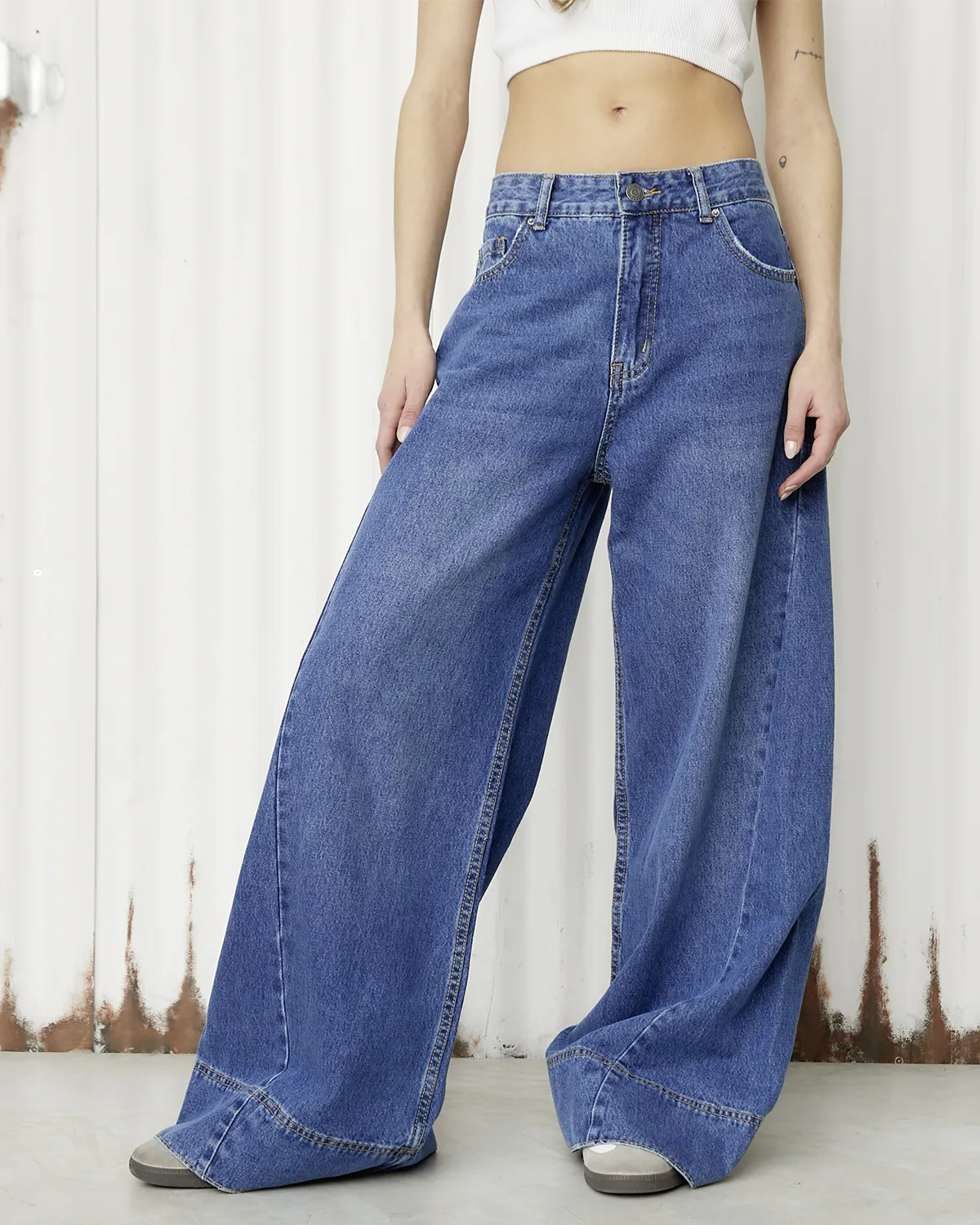 Pantalones Anchos Pantalones Tiro Largo Para Mujer AMERICANINO