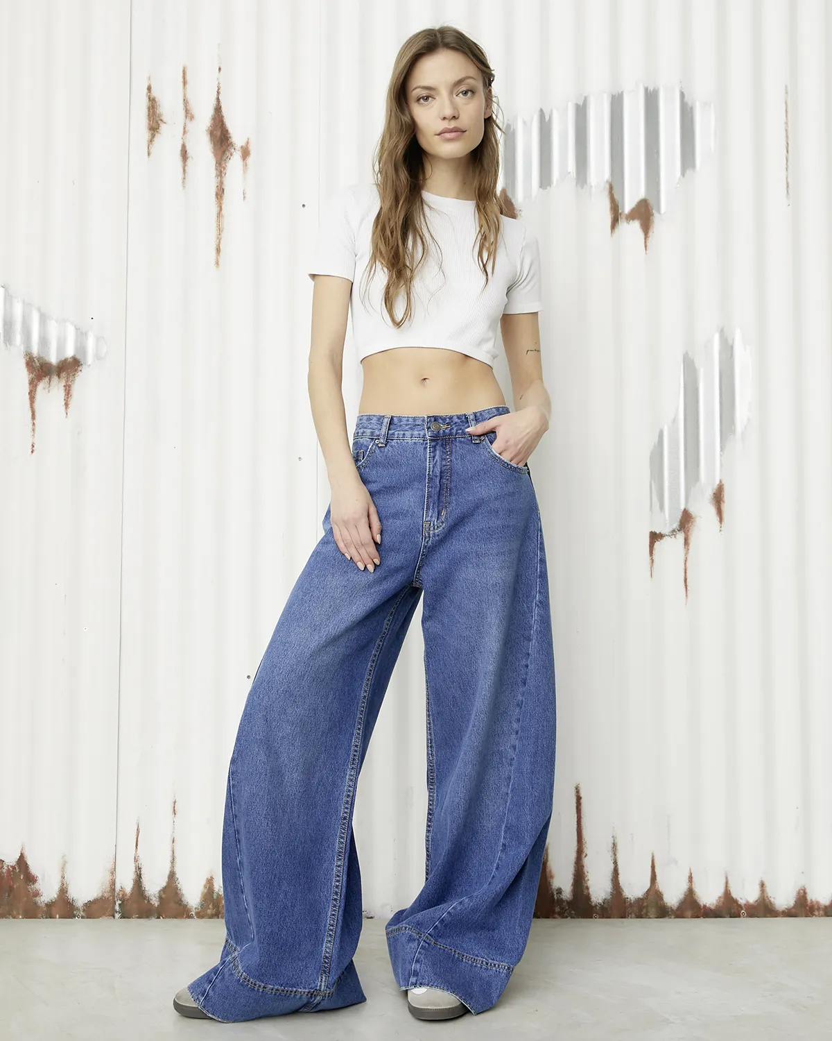 Jeans Wide Leg Pantalones Tiro Alto Anchos Jean Wide Leg De Tiro