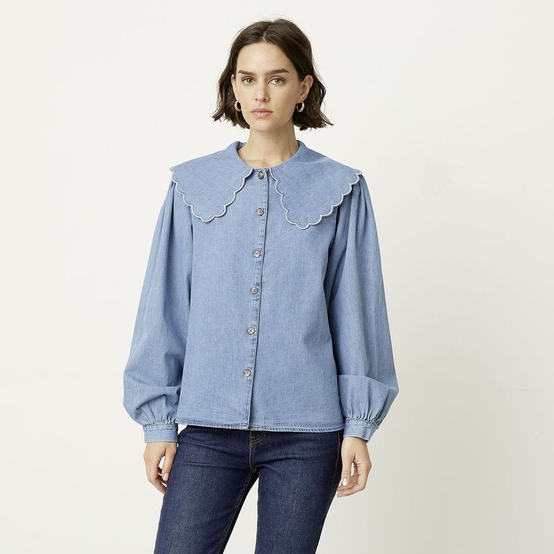 BASEMENT - Blusa Mujer Manga Larga 100% Algodón Basement