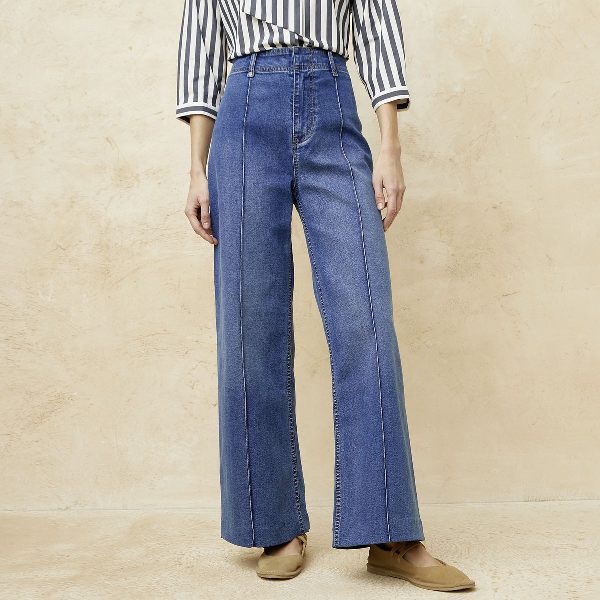BASEMENT - Jeans Wide Leg Tiro Medio Mujer Basement
