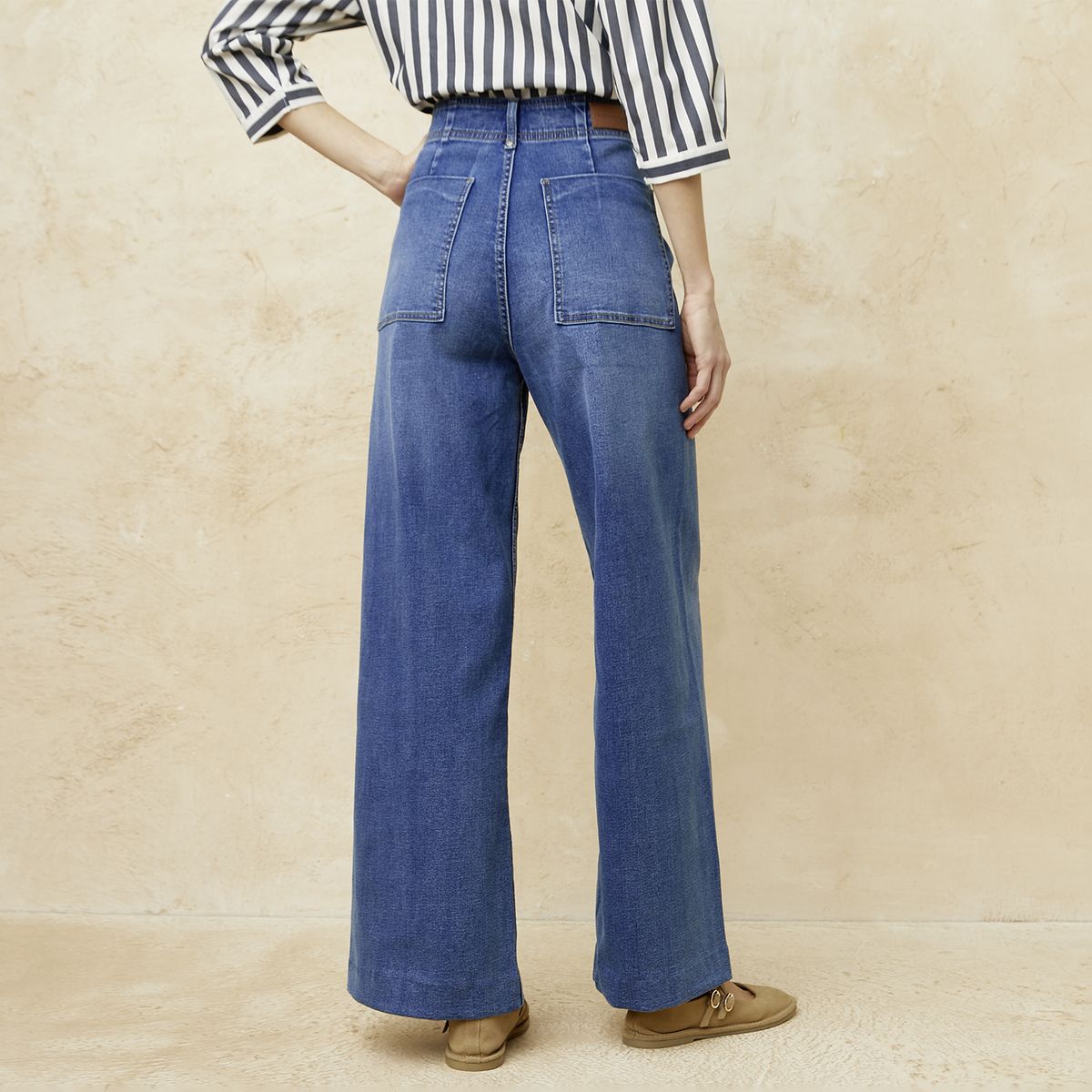 BASEMENT - Jeans Wide Leg Tiro Medio Mujer Basement