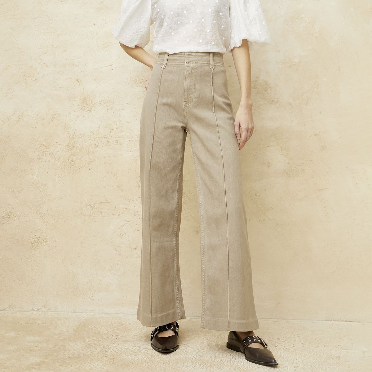 BASEMENT - Jeans Wide Leg Tiro Medio Mujer Basement