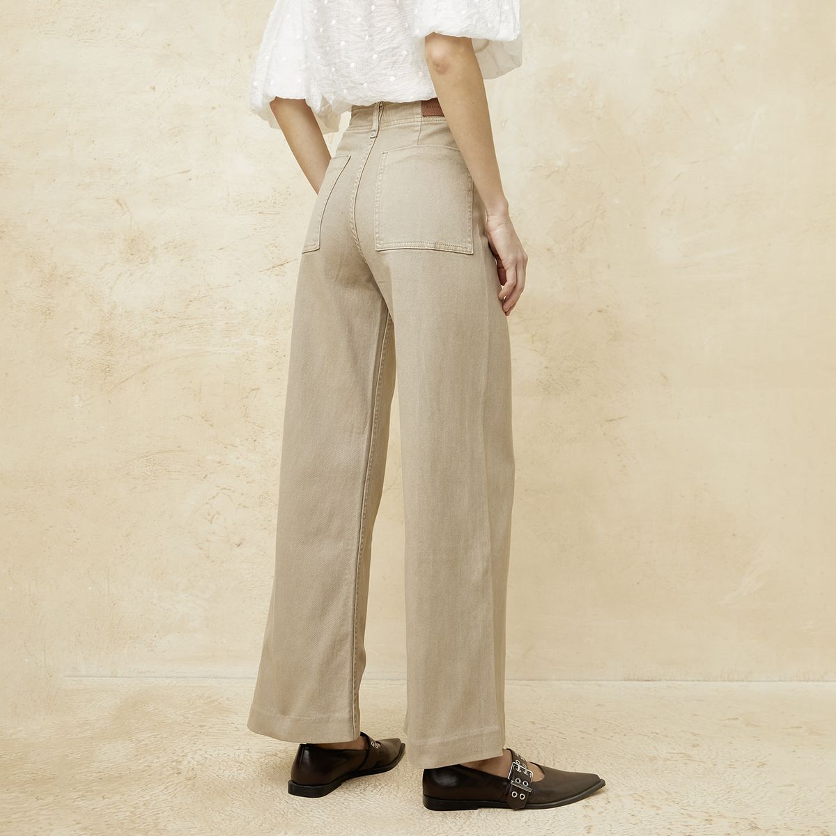 BASEMENT - Jeans Wide Leg Tiro Medio Mujer Basement