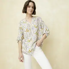 UNIVERSITY CLUB - Blusa Manga Larga Mujer Viscosa Flores