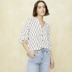 UNIVERSITY CLUB - Blusa Manga Larga Mujer Viscosa Flores