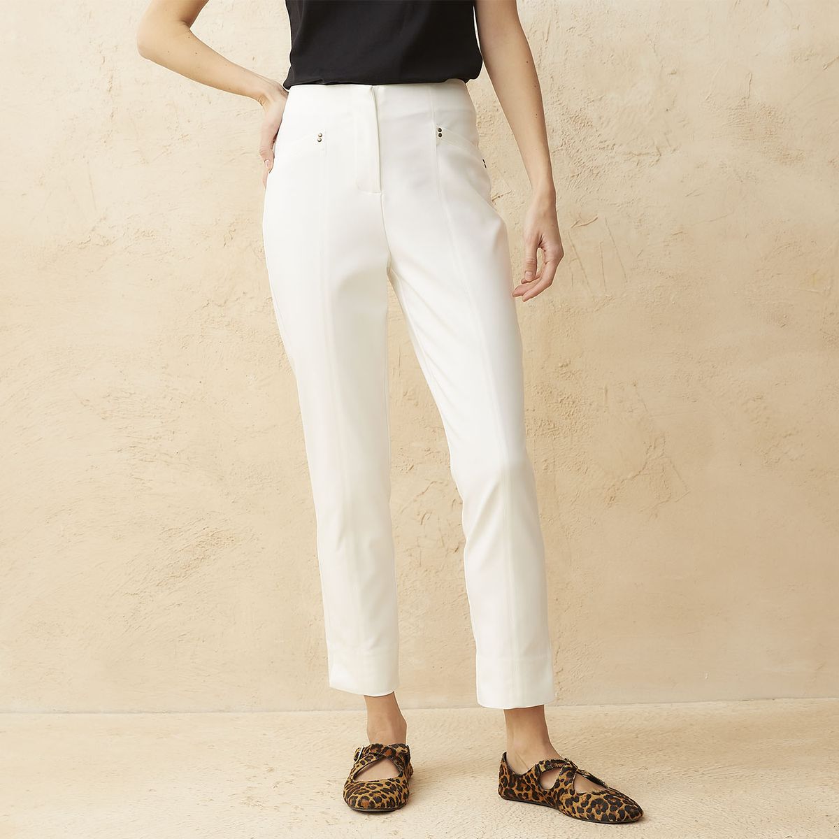 BASEMENT - Pantalón Sastre Slim Fit Tiro Alto Mujer Basement