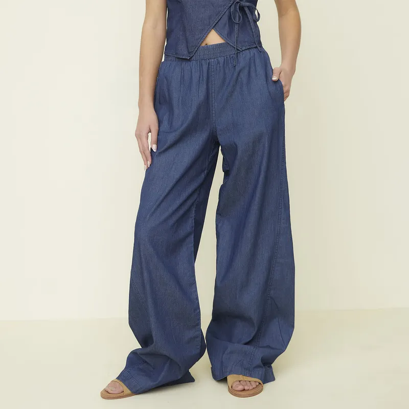 SYBILLA - Pantalon Mujer Azul Sybilla