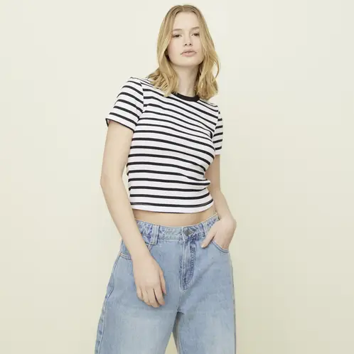 SYBILLA - Polera Manga Corta Algodón Mujer Casual