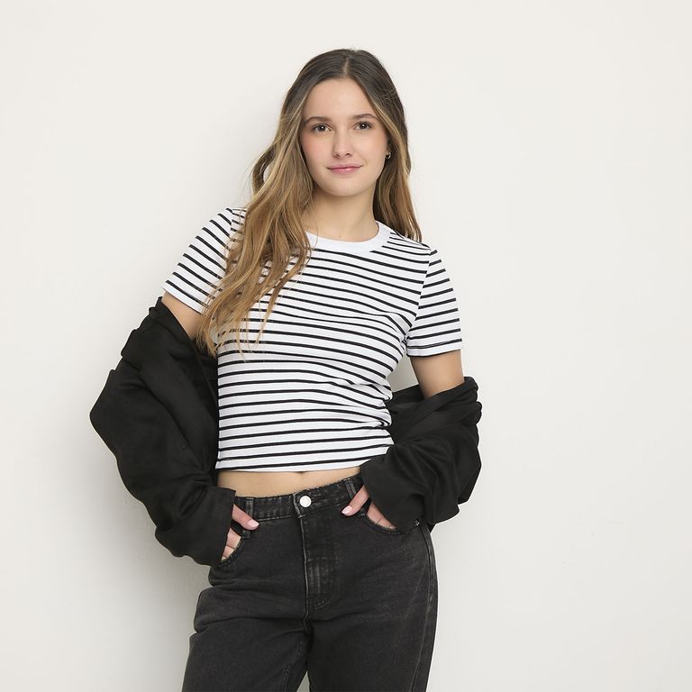 Polera Cropped Manga Corta Mujer