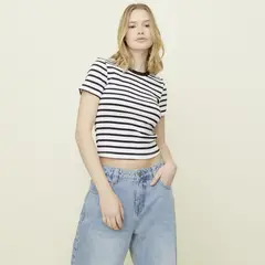 SYBILLA - Polera Manga Corta Algodón Mujer Casual