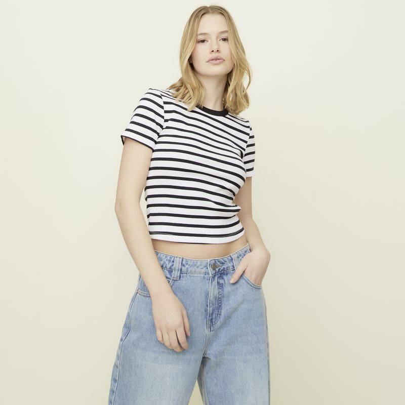 SYBILLA - Polera Sybilla Manga Corta Algodón Mujer Casual