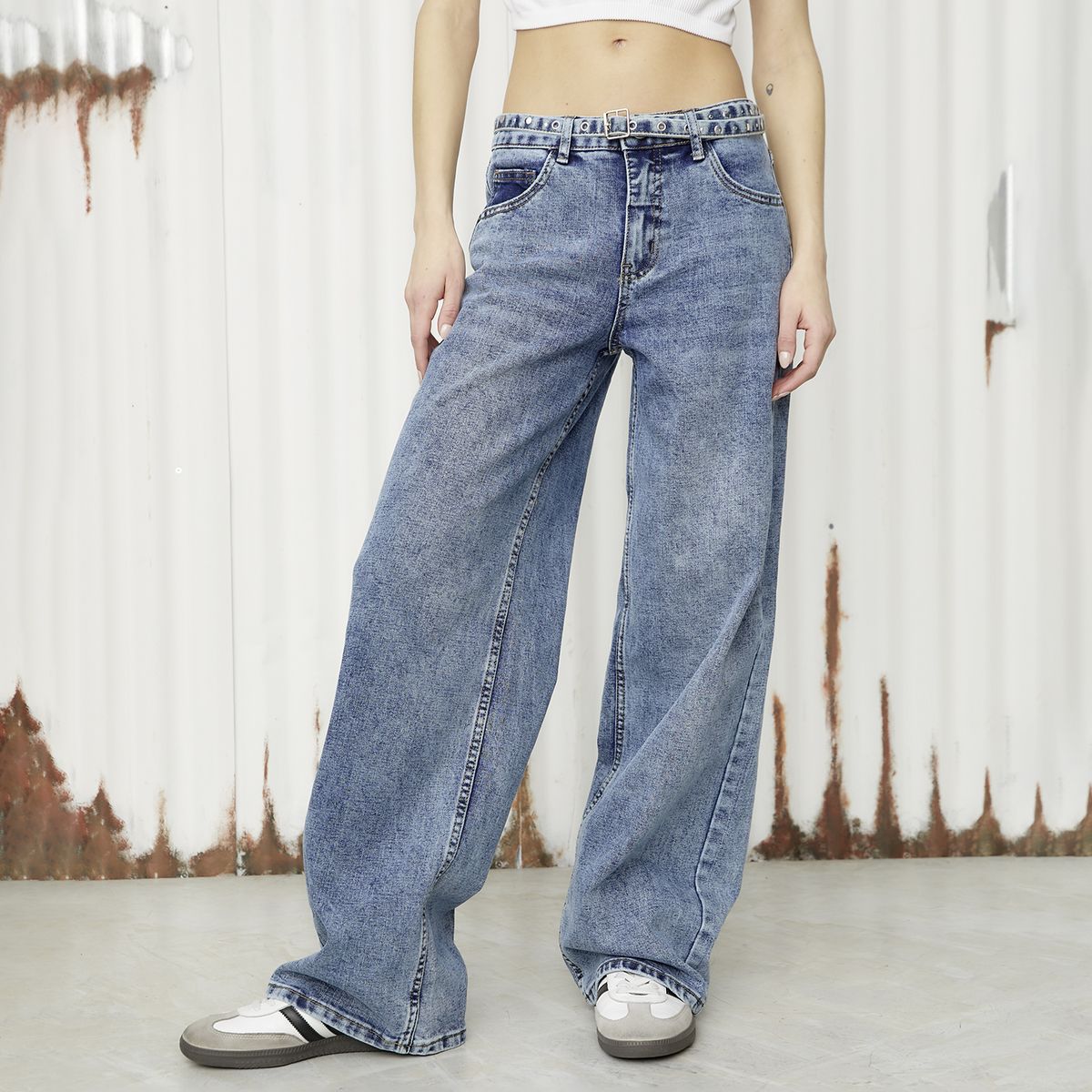 AMERICANINO - Jeans Baggy Mujer Tiro Alto Americanino