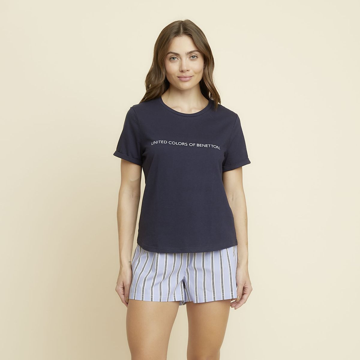 BENETTON - Pijama Polera + Short Algodón  Mujer en Caja Benetton