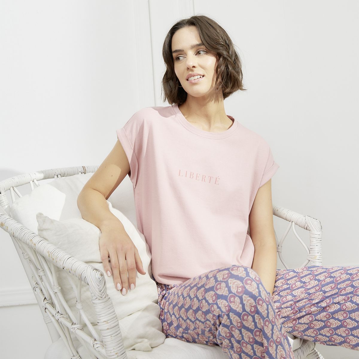 BLU - Polera de Pijama Algodón  Mujer Blu