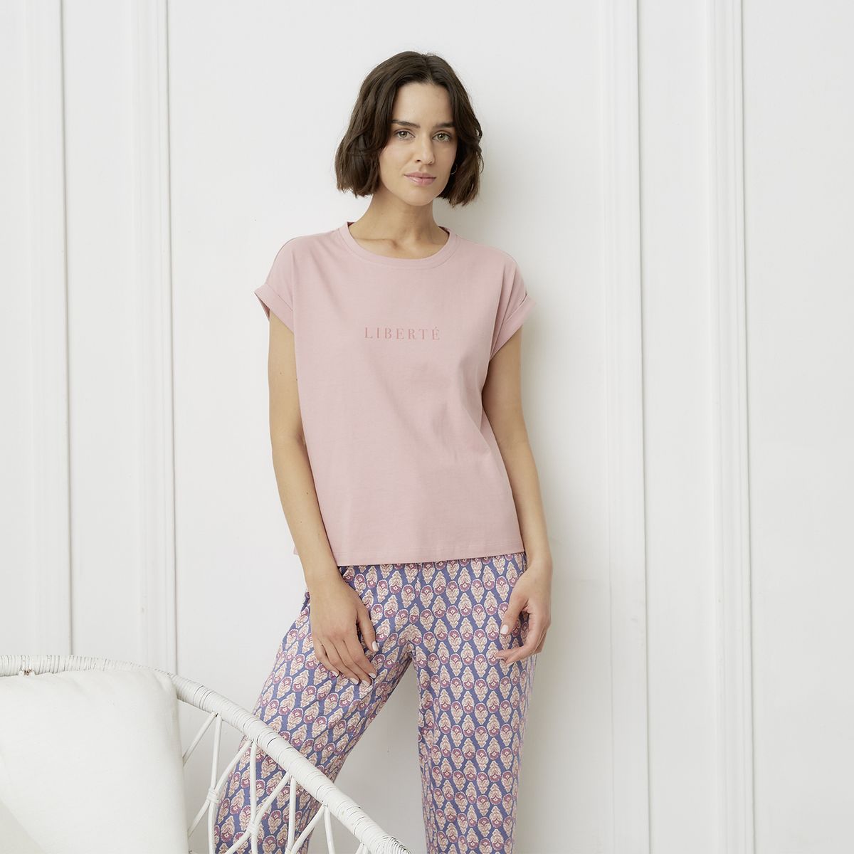 BLU - Polera de Pijama Algodón  Mujer Blu