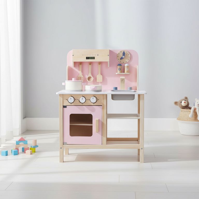 Cocina De Madera Infantil Rosada