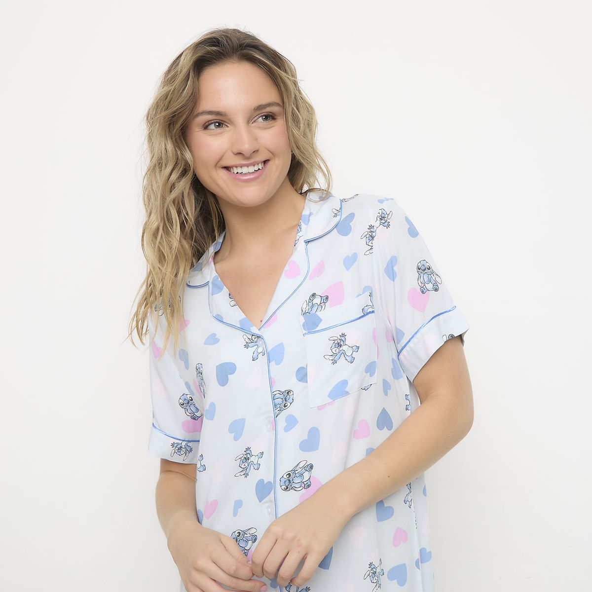 DISNEY - Camisa De Dormir Algodón Stitch Mujer Disney