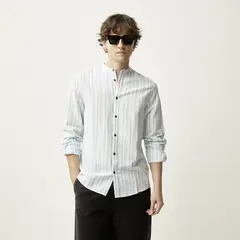 BASEMENT - Camisa Casual Manga Larga Lino Hombre