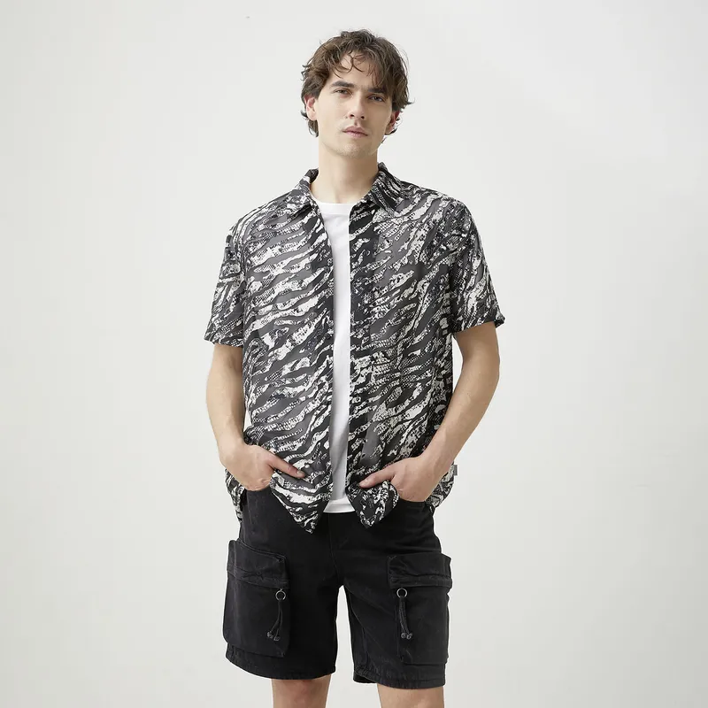 BASEMENT - Camisa Manga Corta Hombre Basement