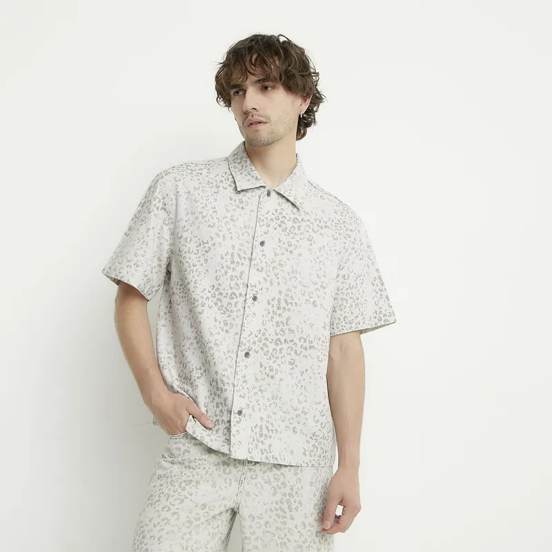 BASEMENT - Camisa Casual Manga Corta Algodón Hombre Basement