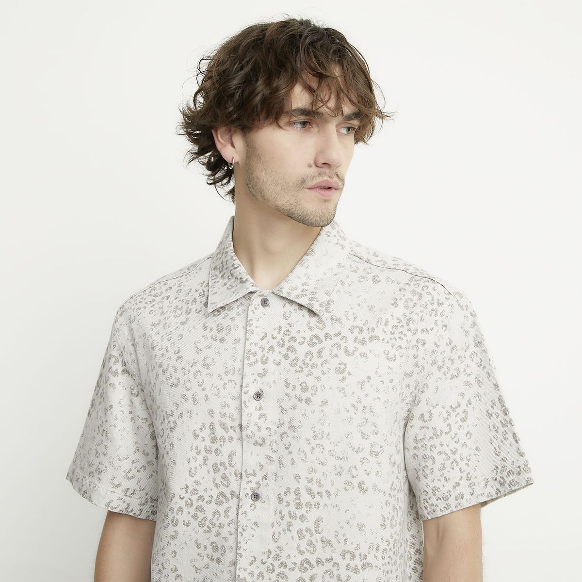 BASEMENT - Camisa Casual Manga Corta Algodón Hombre Basement