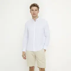 WOLF&HANK - Camisa Casual Manga Larga Lino Hombre