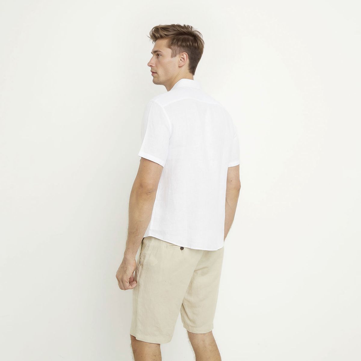 WOLF&HANK - Camisa Casual Manga Corta Lino Hombre Wolf&Hank