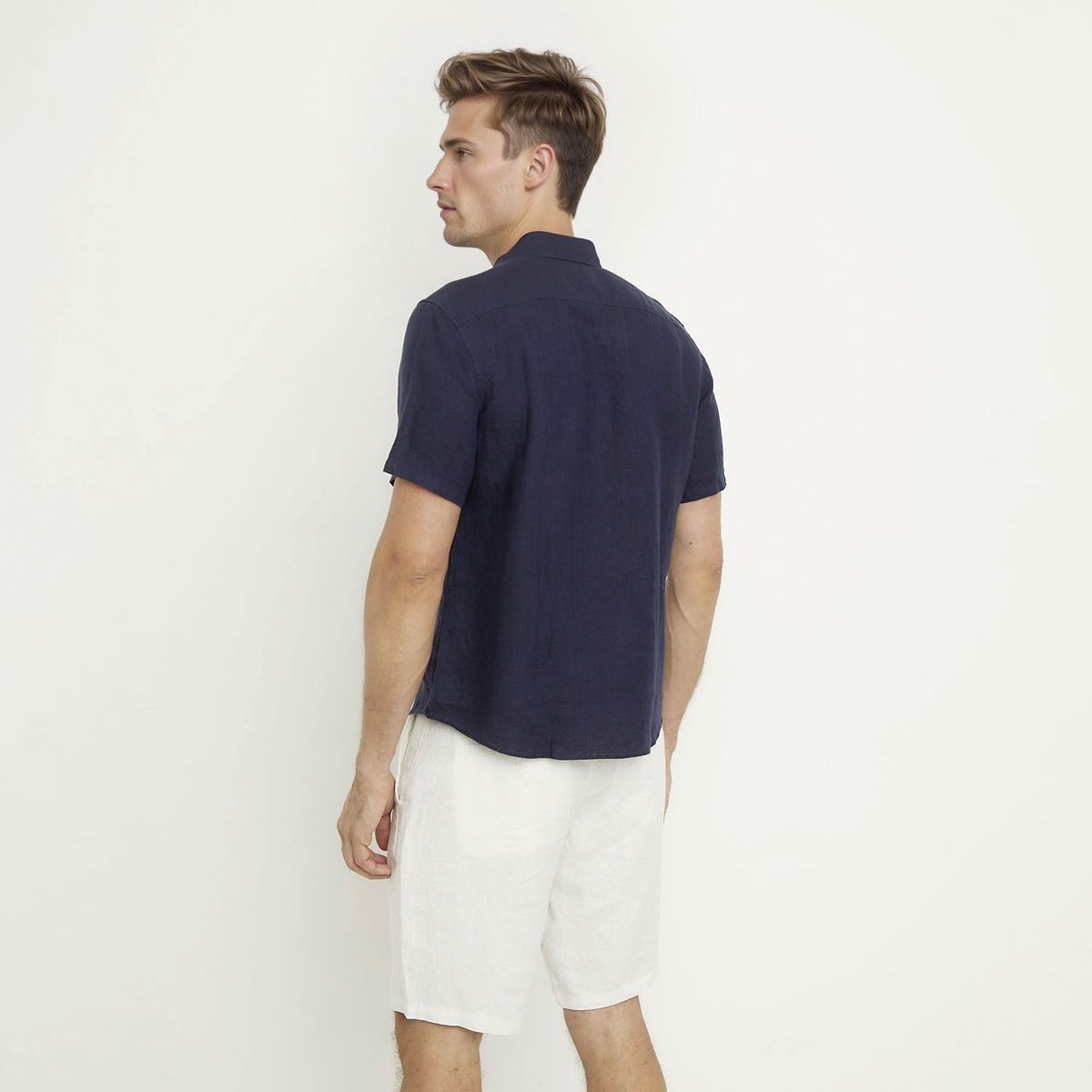 WOLF&HANK - Camisa Casual Manga Corta Lino Hombre Wolf&Hank