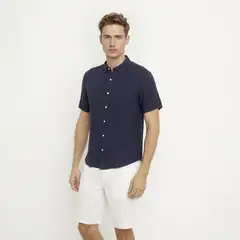 WOLF&HANK - Camisa Casual Manga Corta Lino Hombre