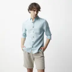 BASEMENT - Camisa Manga Larga Lino Hombre